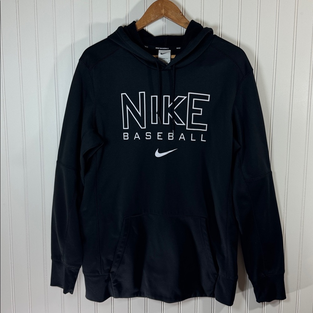 Nike Swoosh Club Men's Baseball Pullover Fleece Hoodie Black Size Large
